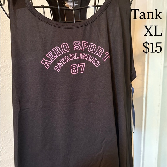 Aeropostale Black Tank Top with Pink Logo - Picture 1 of 4